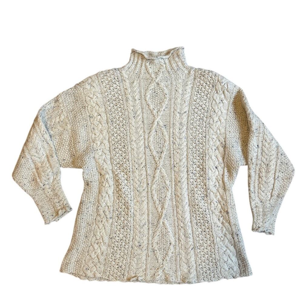VTG Express Tricot ivory hand knit angora wool blend‎ cable knit sweater SIZE S